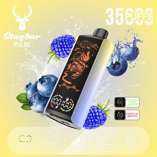 Stag Bar Pulse 35000 Puffs Blue Razz Ice