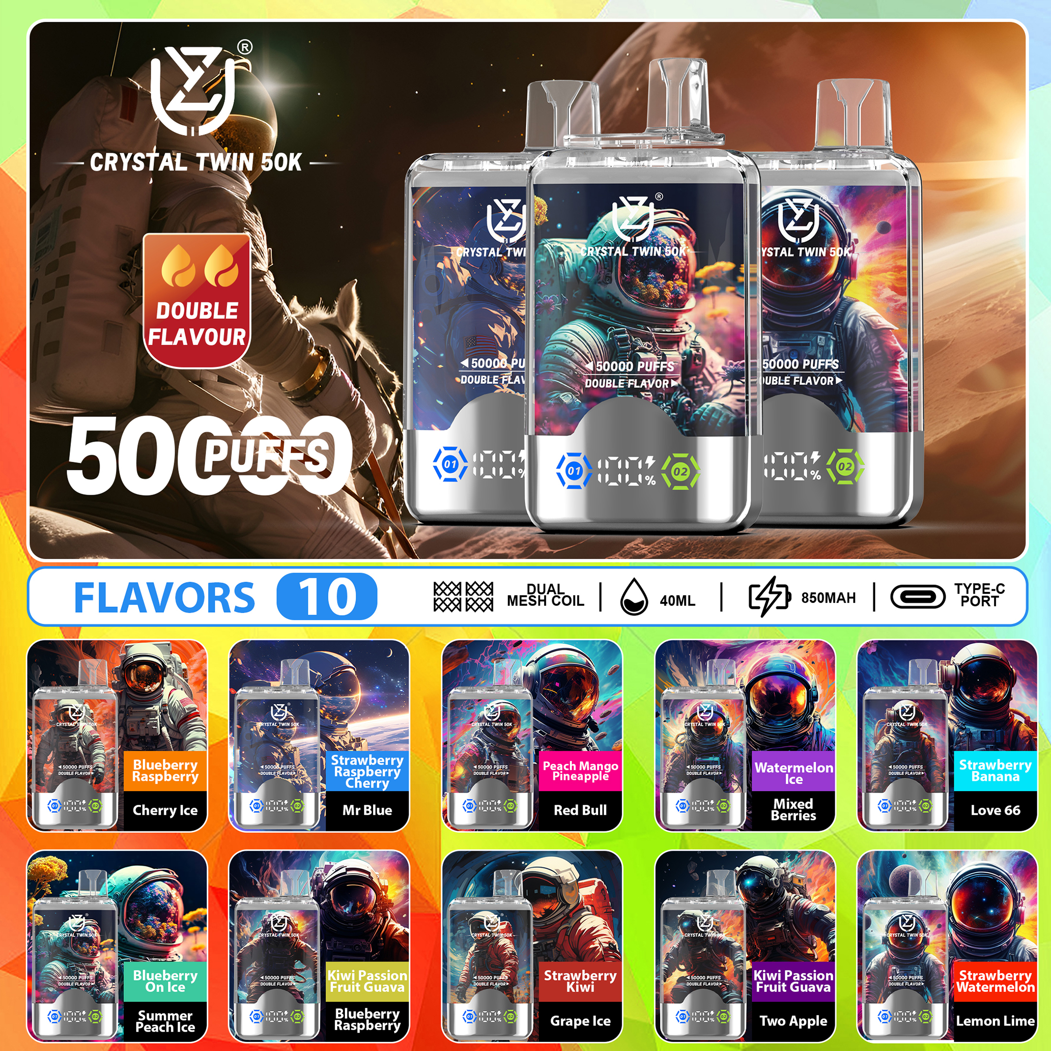 UZY Crystal Twin 50k Puffs Flavors List