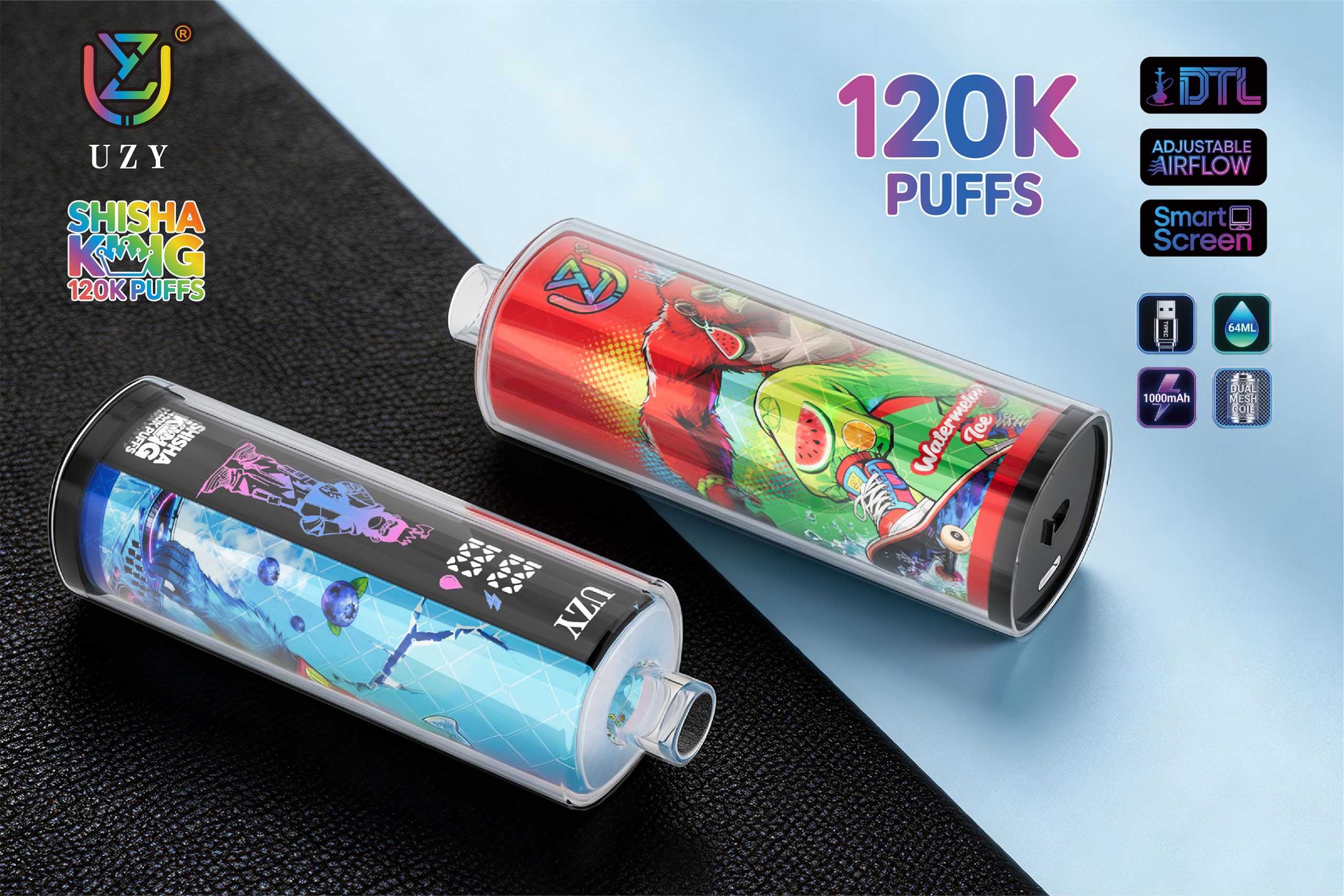 UZY Shisha Hookah King 120K Puffs DTL Vaping