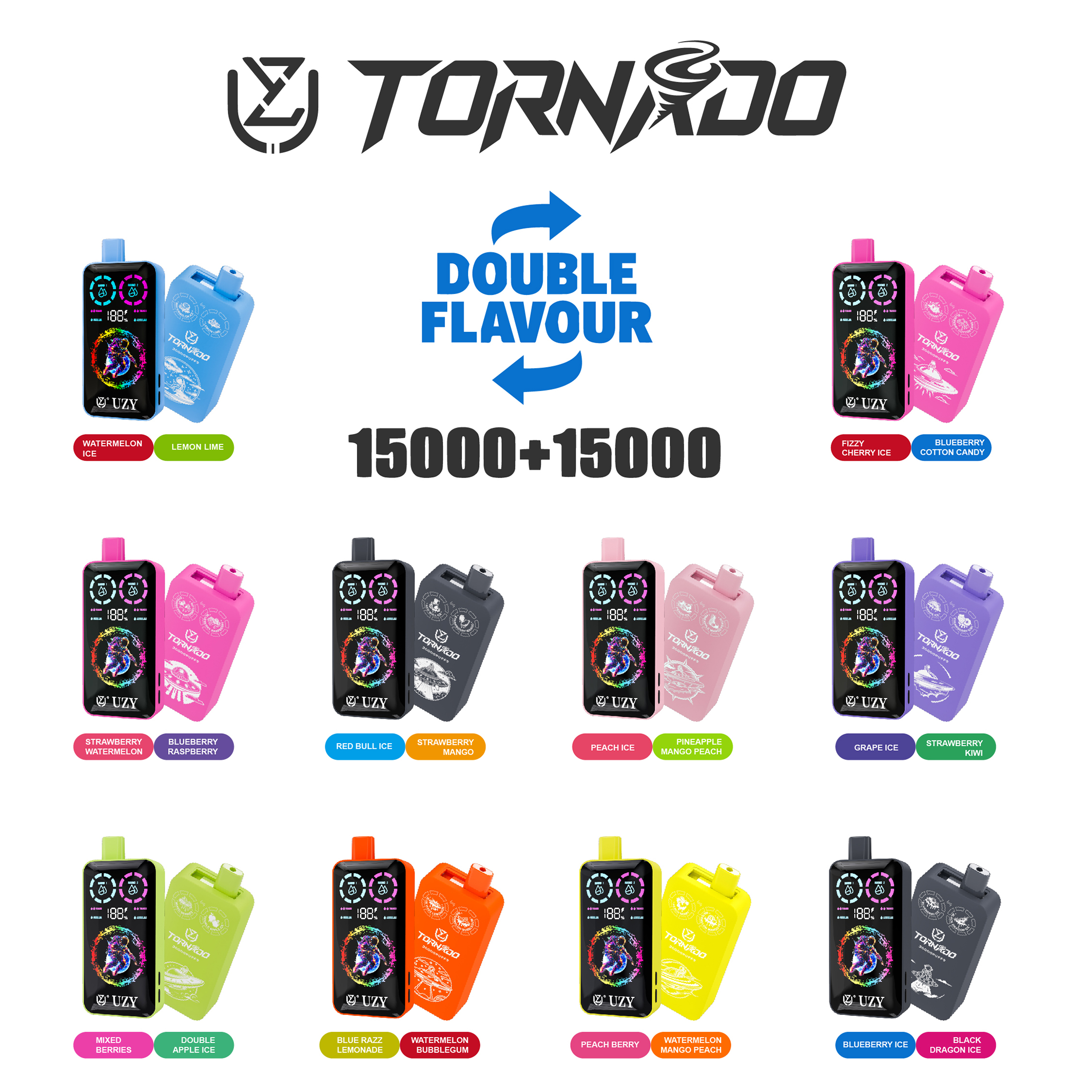 UZY Tornado 30K Puffs Flavors List