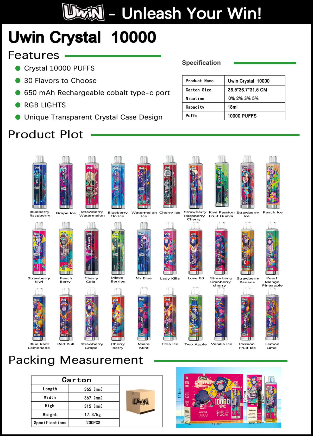 Uwin Crystal 10K Puffs Poster