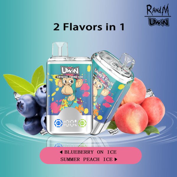 Uwin RandM Twins Crystal 40000 Puffs Blueberry On IceSummer Peach Ice Uwin RandM Twins Crystal 40000 Puffs Blueberry On IceSummer Peach Ice