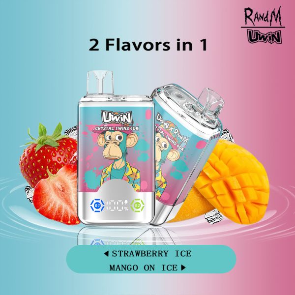 Uwin RandM Twins Crystal 40000 Puffs Strawberry Ice Mango On Ice Uwin RandM Twins Crystal 40000 Puffs Strawberry Ice Mango On Ice