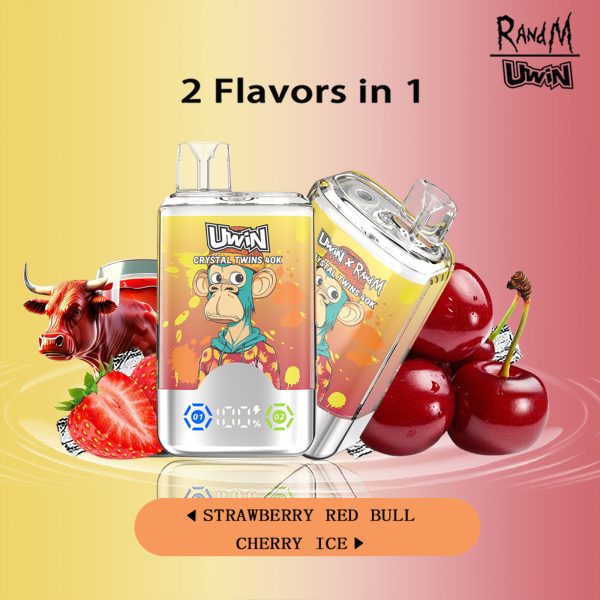Uwin RandM Twins Crystal 40000 Puffs Strawberry Red bull Cherry Ice Uwin RandM Twins Crystal 40000 Puffs Strawberry Red bull Cherry Ice