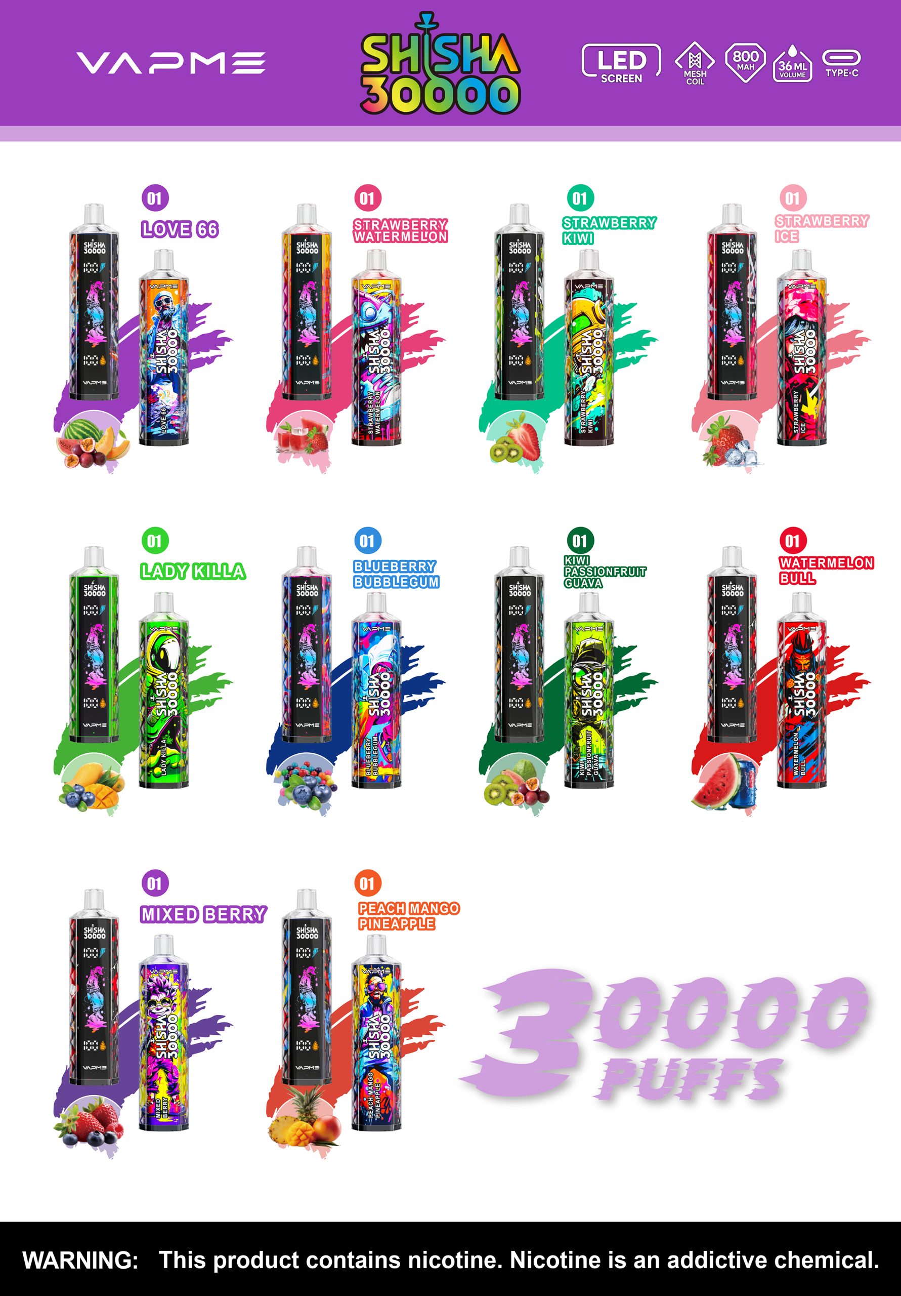 VAPME SHISHA 30000 Puffs Disposable Vape Pen