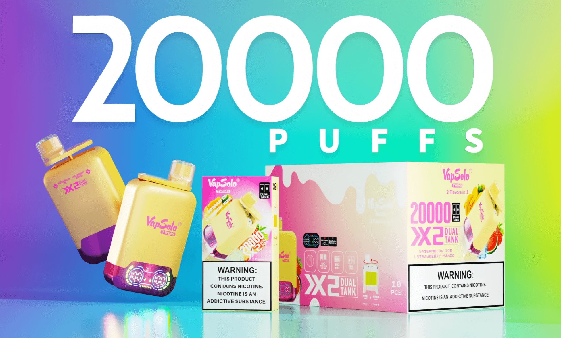 Vapsolo Twins 20000 Puffs Dual Flavors Disposable Vape Vapsolo Twins 20000 Puffs Dual Flavors Disposable Vape