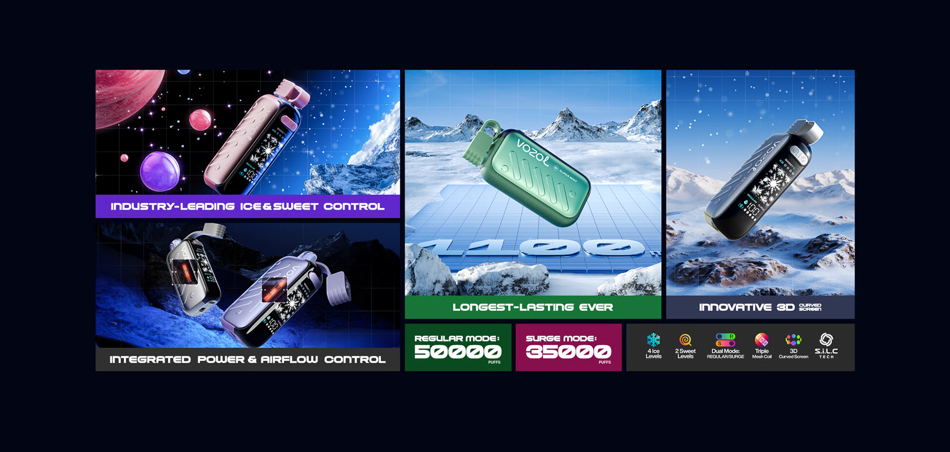 Vozol Gear Ice & Sweet 50K Puffs Poster