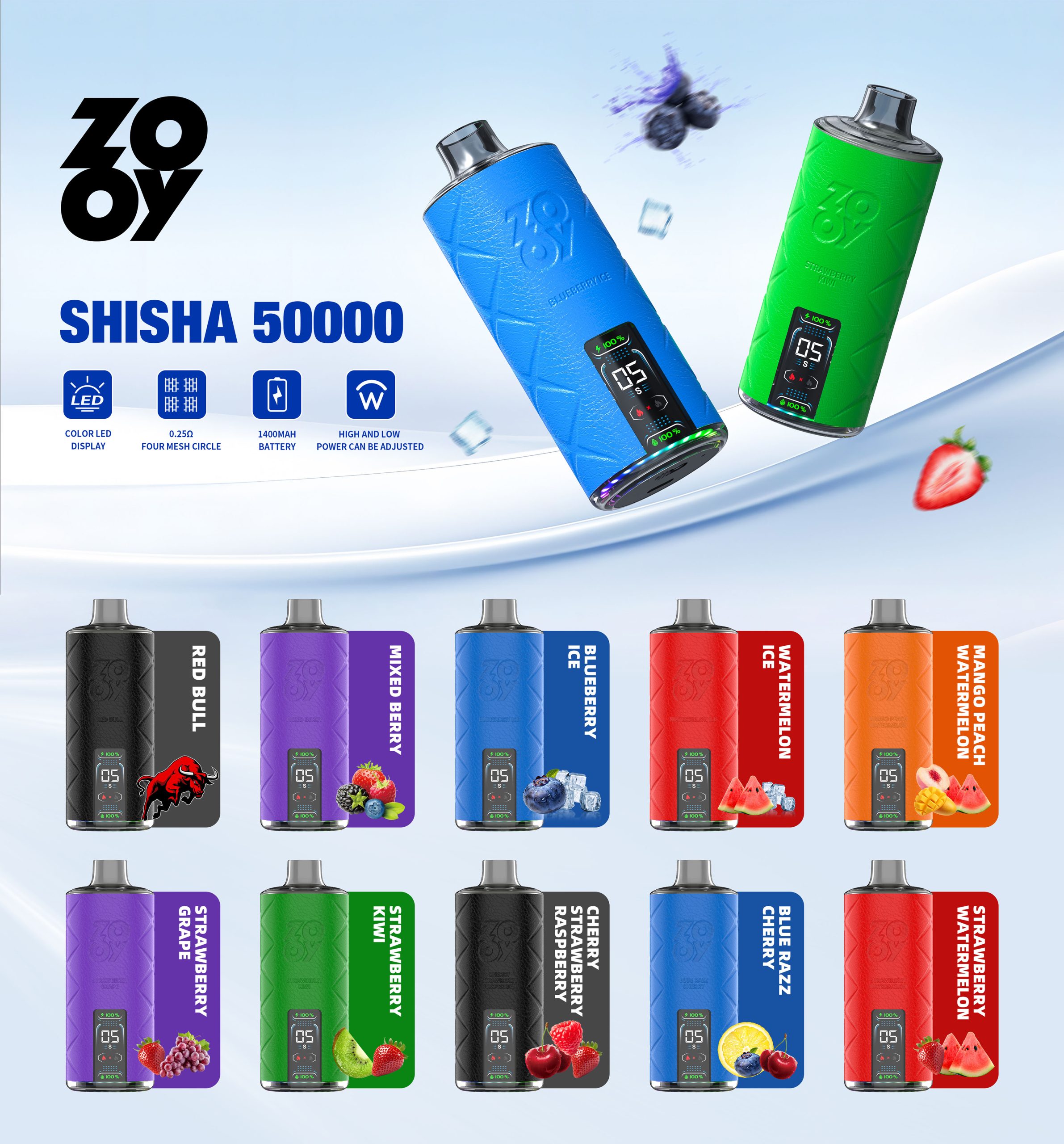 Zooy Shisha 50000 Puffs Disposable Vape Flavors List