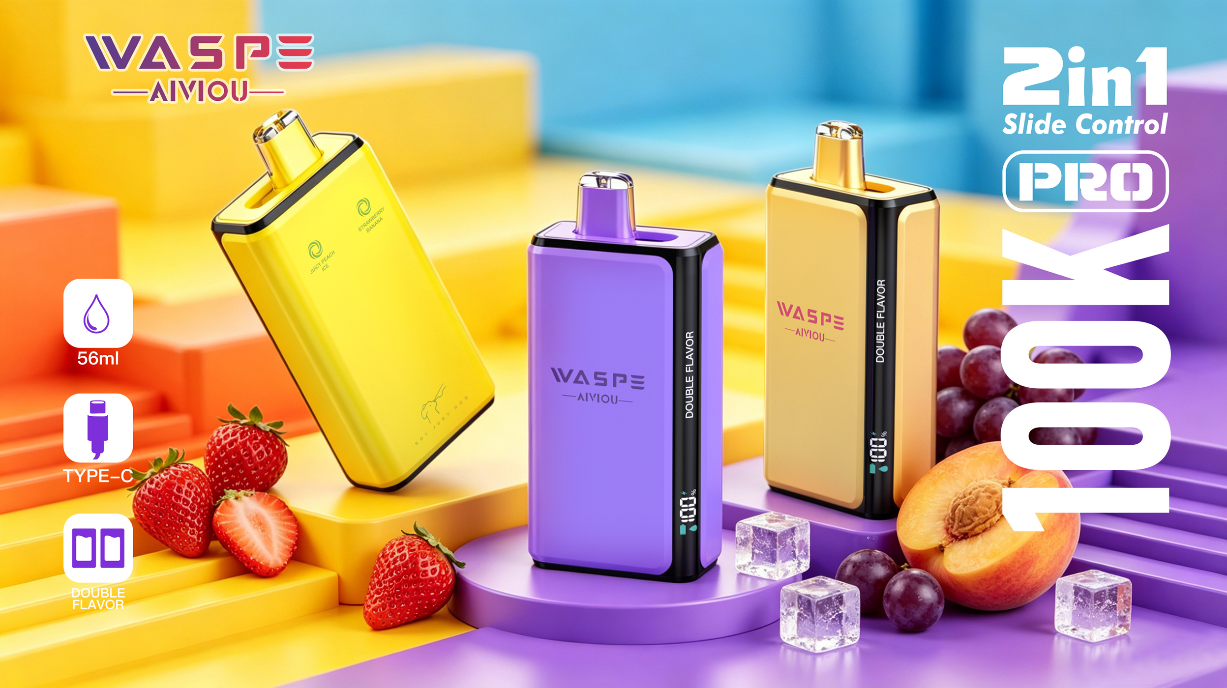 WASPE Double Flavor 100K Pro Disposable Vape Poster