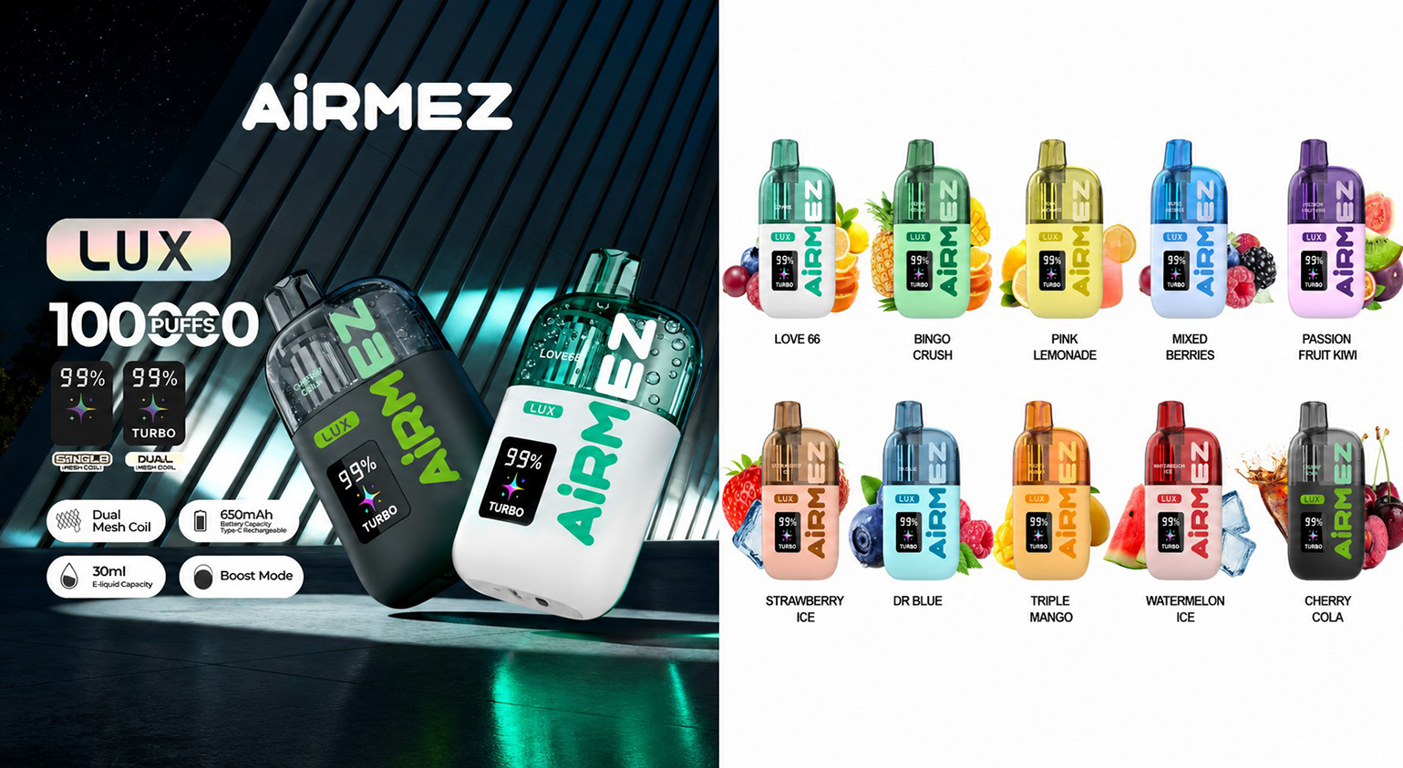 Airmez Lux 100000 Puffs Flavor List