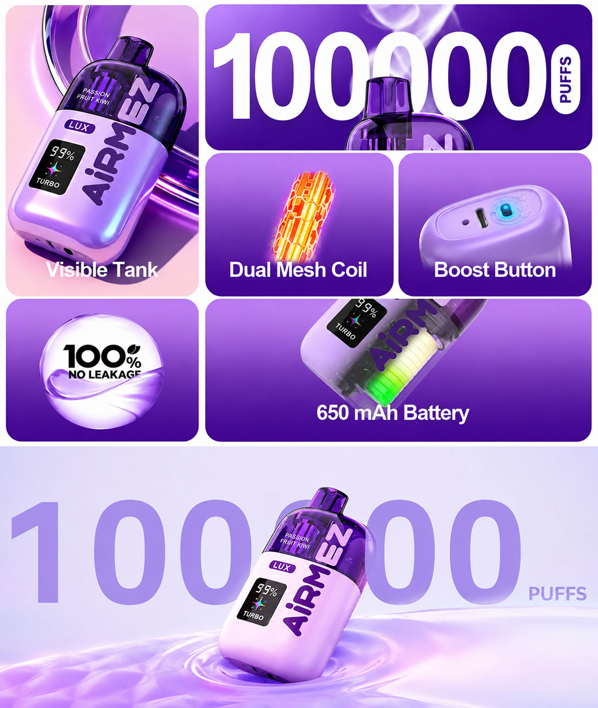 Airmez Lux 100K Puffs Disposable Vape Details