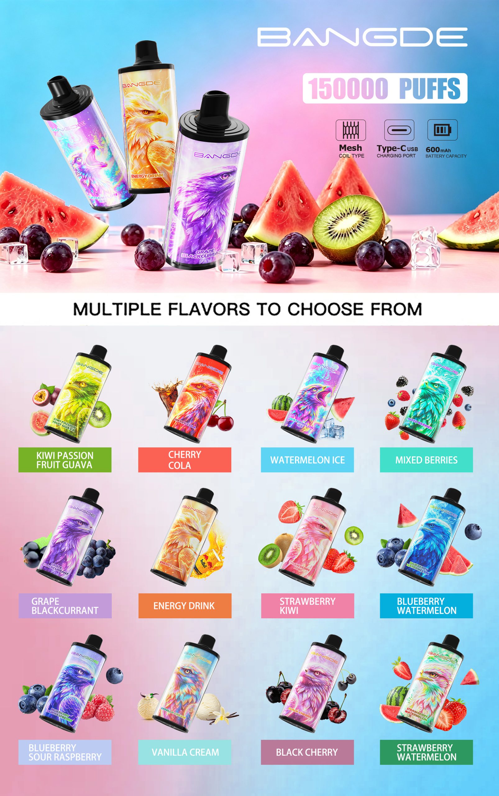 Bang De 150K Puffs Disposable Vape Flavor List