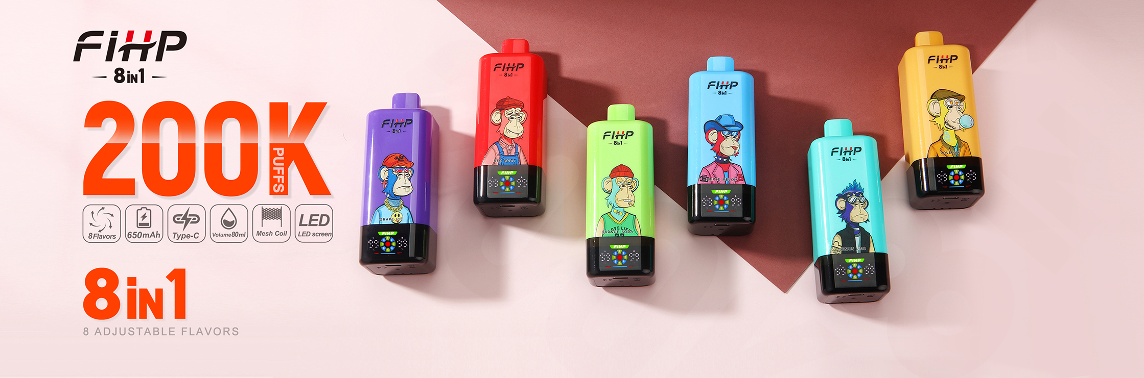 FIHP 200k Puffs 8in1 Multi Tastes Disposable Vape