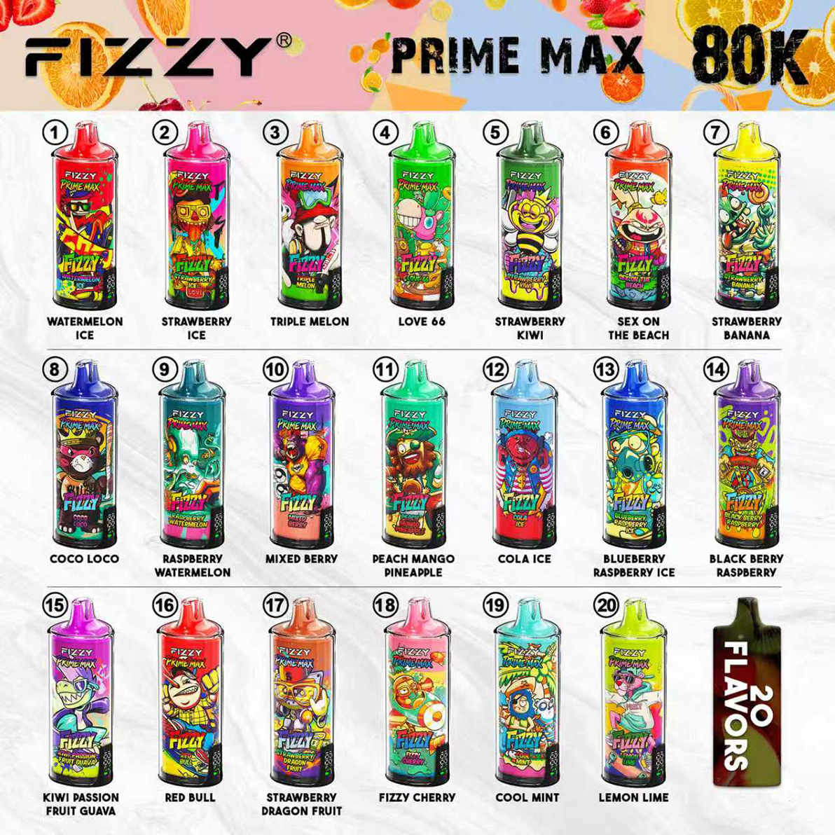 Fizzy Prime Max 80K Puffs Flavors List