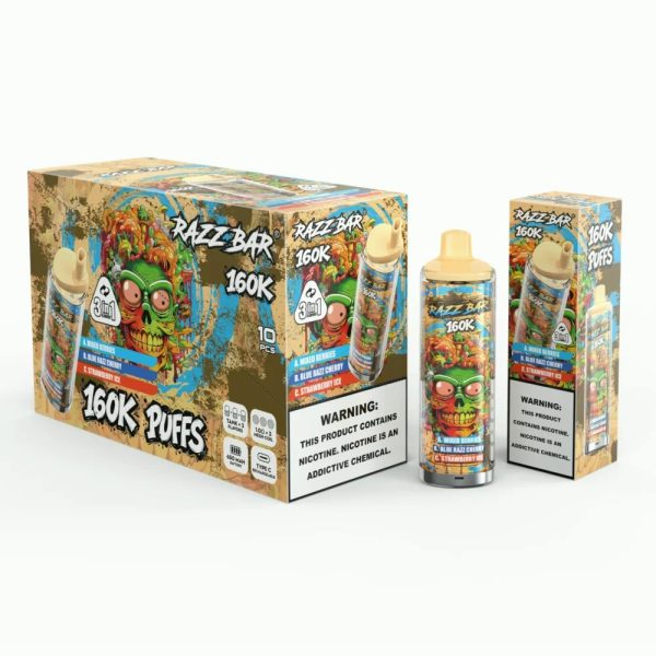 Razz Bar 160K Mixed Berries & Blue Razz Cherry & Strawberry Ice Razz Bar 160K Mixed Berries & Blue Razz Cherry & Strawberry Ice