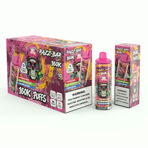 Razz Bar 160K Strawberry Banana & Kiwi Passion Fruit Guava & Blueberry Raspberry Razz Bar 160K Strawberry Banana & Kiwi Passion Fruit Guava & Blueberry Raspberry