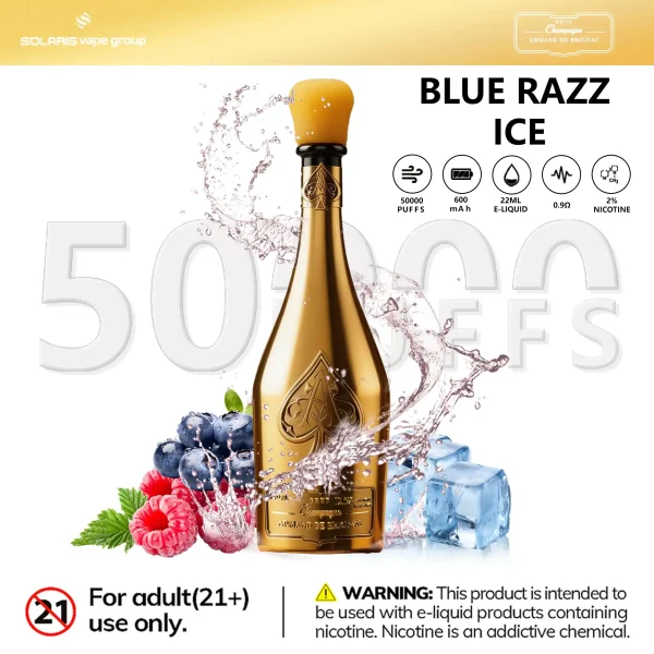 SOLARIS Champagne Vape 50000 Puff blue razz ice SOLARIS Champagne Vape 50000 Puff blue razz ice