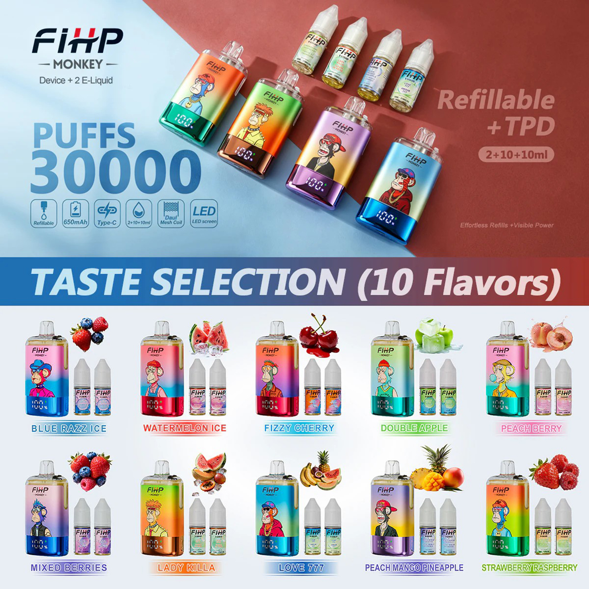 FIHP Monkey 30K Disposable Vape Flavor List