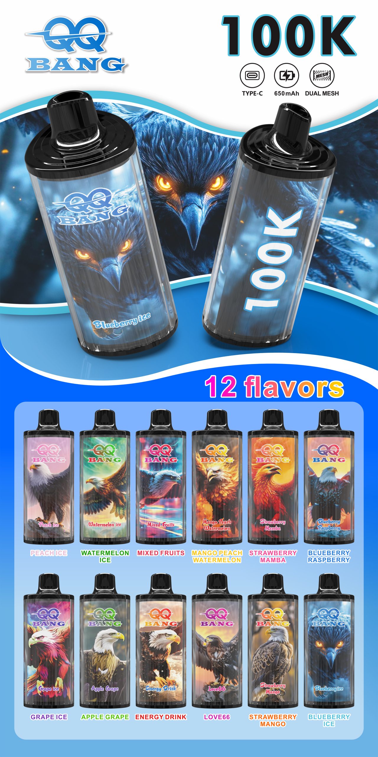 QQ Bang 100K Disposable Vape Wholesale Flavor List