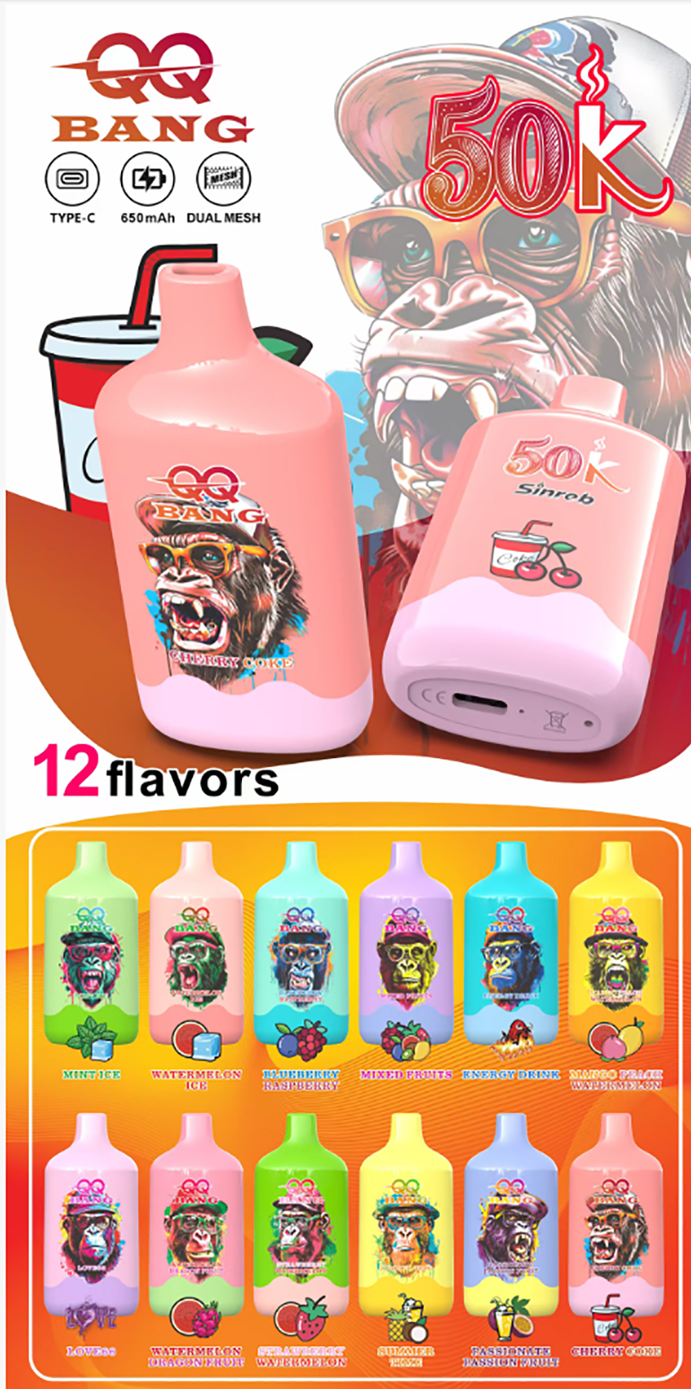 QQ Bang 50000 Puffs EU Warehouse Disposable Vape Wholesale Specification