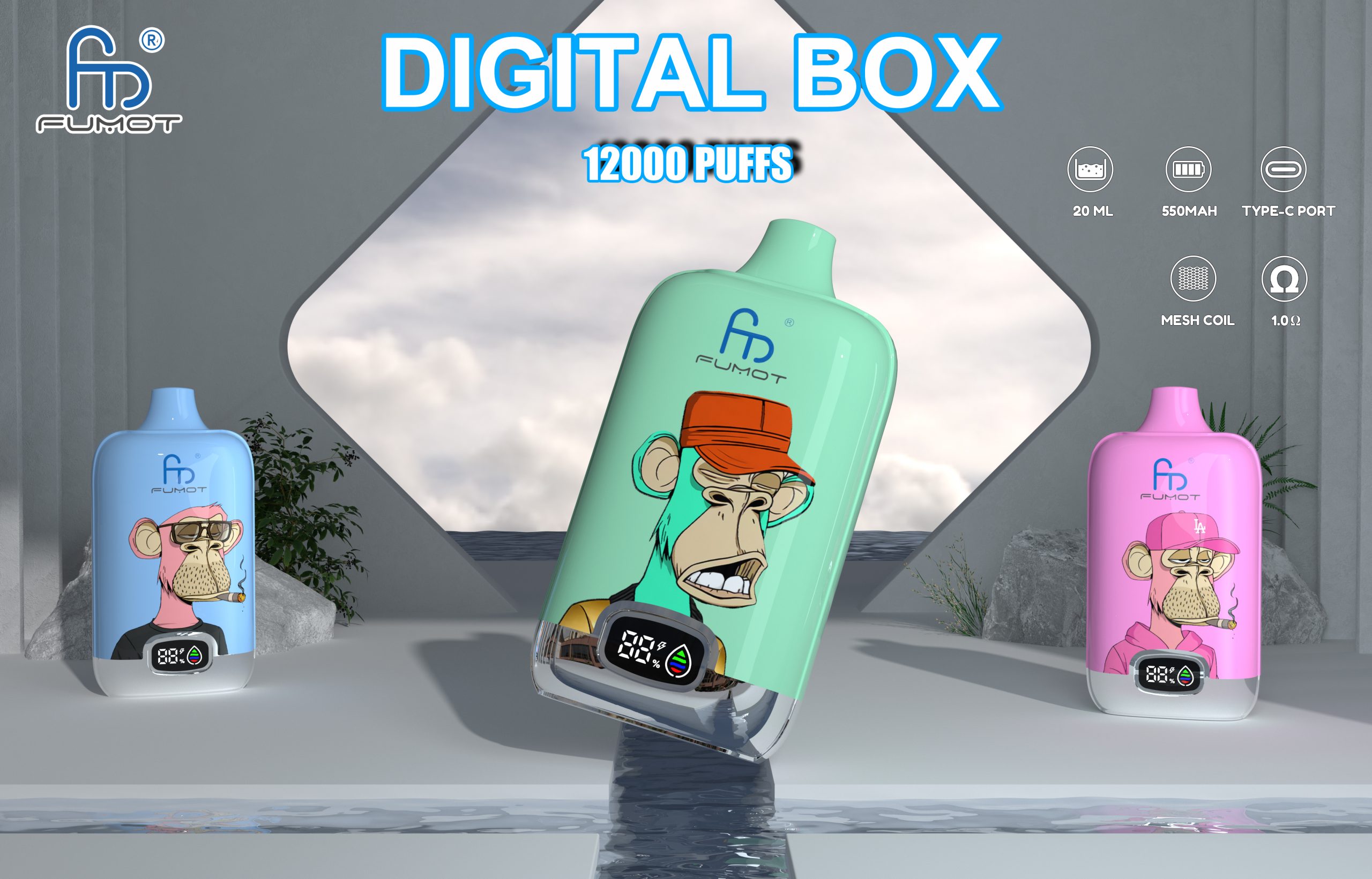 RandM Fumot Digital Box 12K disposable vape poster